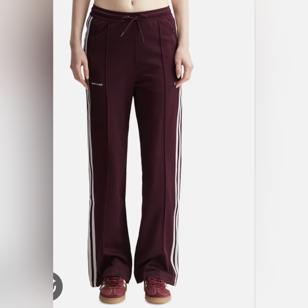 Sporty & Rich X Adidas Burgundy Track Pants with Side Stripes - Picture 10 of 11